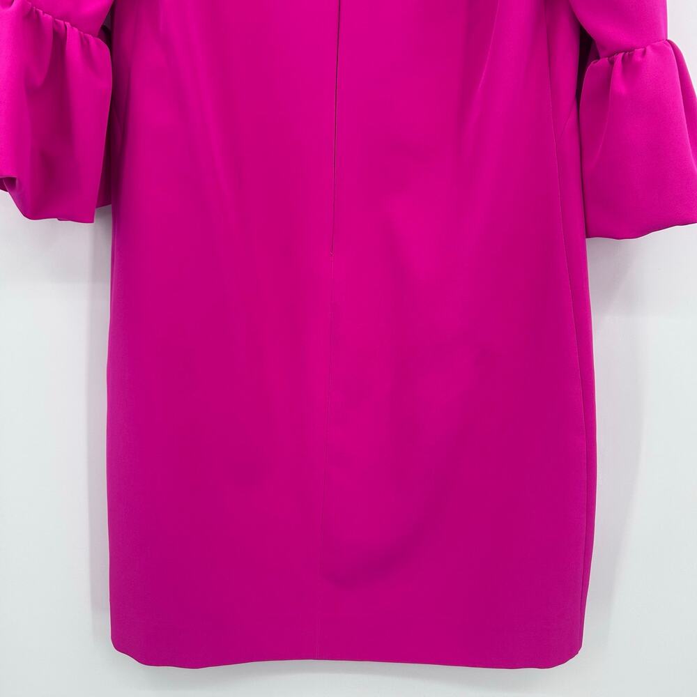 MILLY Mandy Dress Raspberry Pink Italian Cady Bubble Sleeve Shift Mini Dress 8 - Picture 11 of 11
